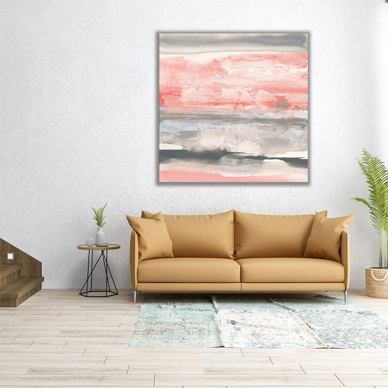 Charcoal and Coral II - reproduction d'art sur toile, H 40 po x l 40 po