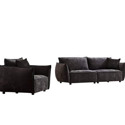 3 + 1 For Living Room, Linen Fabric And Solid Wood Frame, Comfortable With 3 Pillows, Contemporary Style Modern Room , Material Wooden Structure, Pillows Improved Seating Comfort