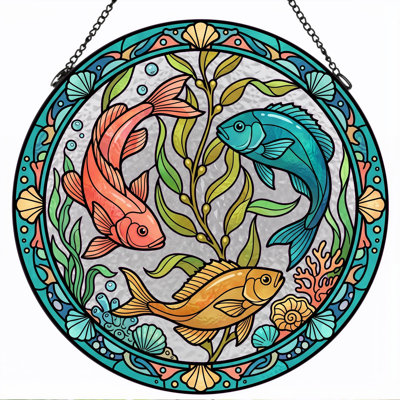 Stained Glass Stained Glass Window Panel，7.8H