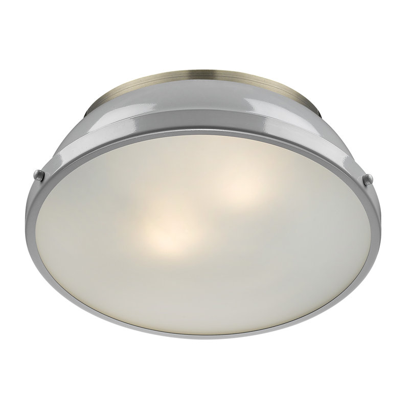 Plafonnier encastré 2 lumières Calico, Laiton vieilli, Gris