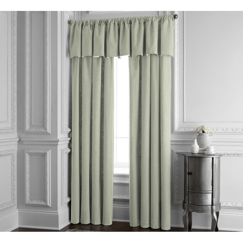 100% Cotton Ticking Stripe Room Darkening Rod Pocket Single Curtain Panel, 50" W x 108" L, Avocado