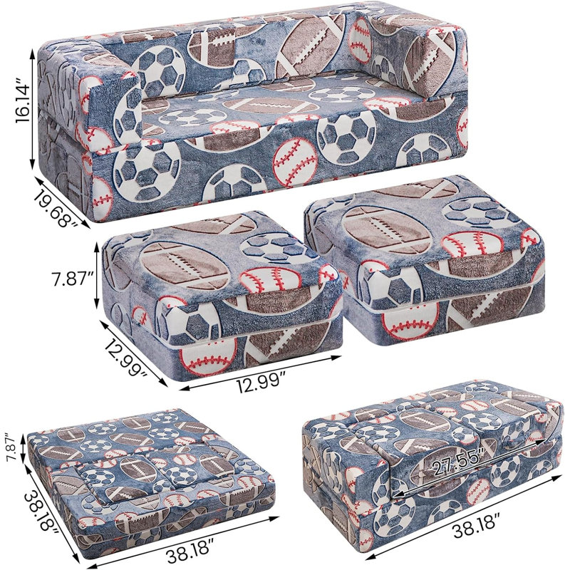 Canapé supplémentaire Boneless, canapé-lit convertible 3-en-1, canapé-lit pliant convertible, mousse modulaire haute densité pour salle de jeux