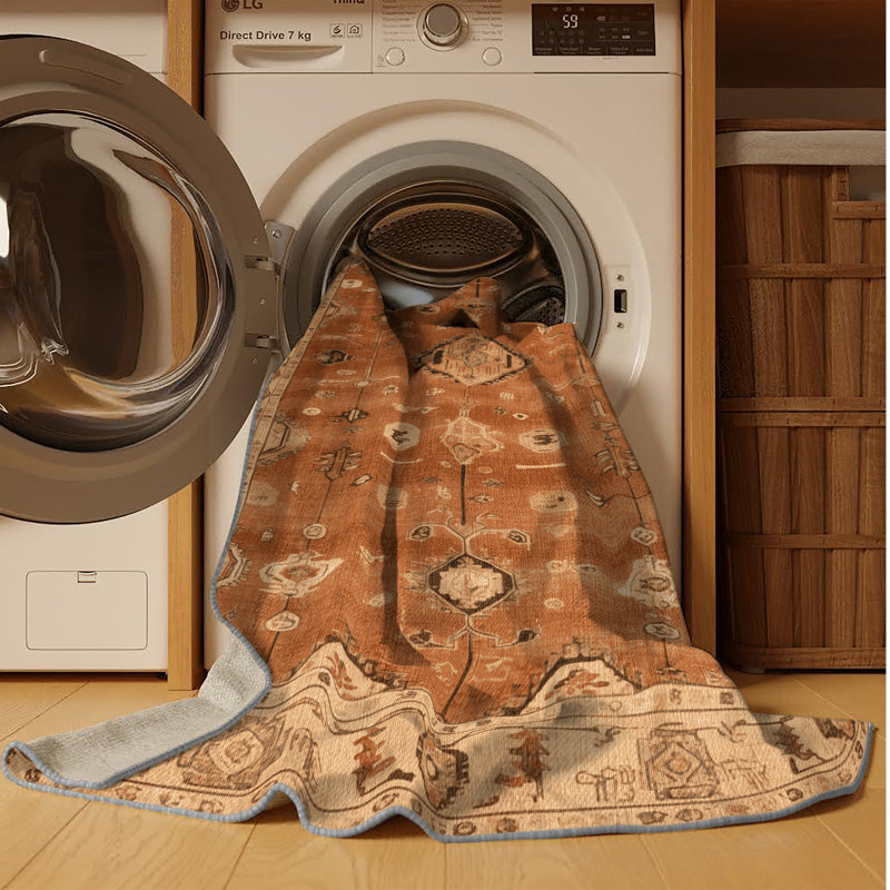 Tapis brun lavable à la machine, Carré 8 pi