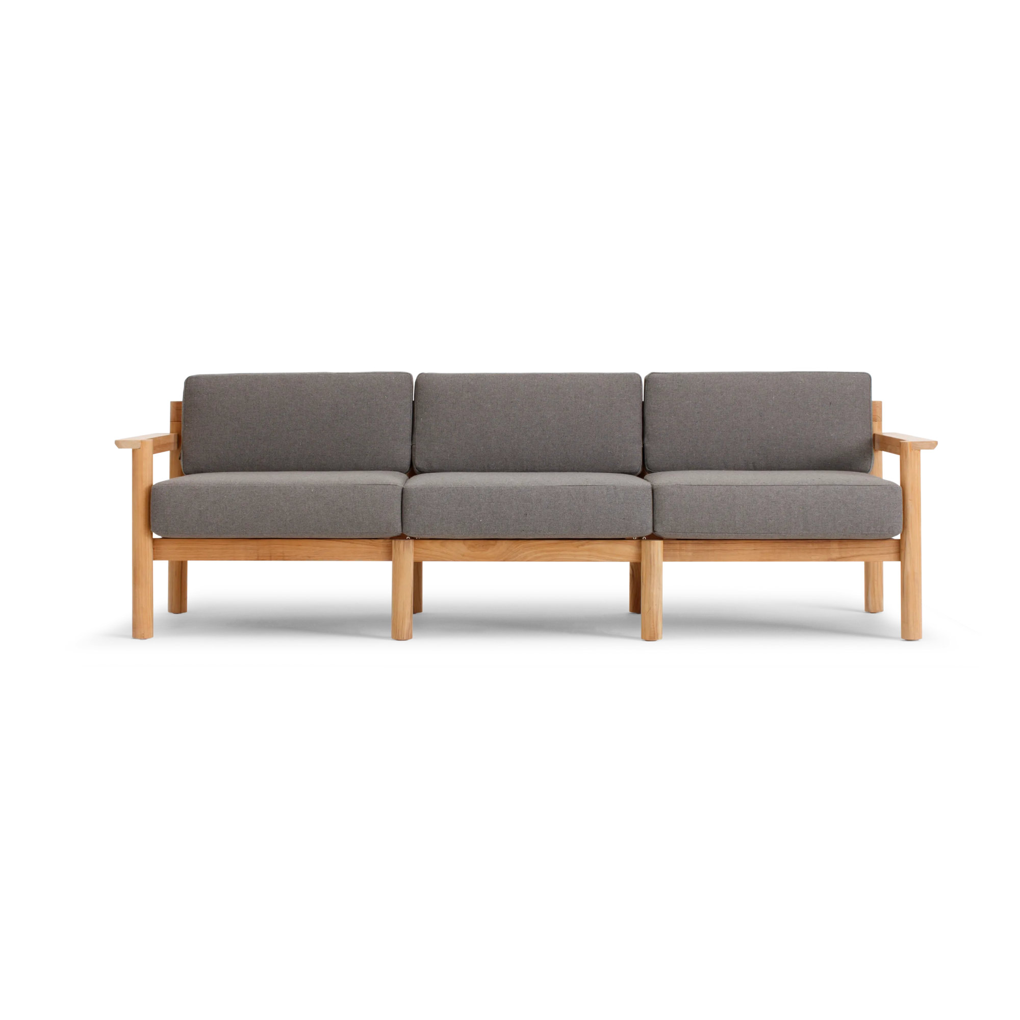 Haven 89.5'' Wide Teak Patio Sofa with Sunbrella® Cushions, Sunbrella Greystone