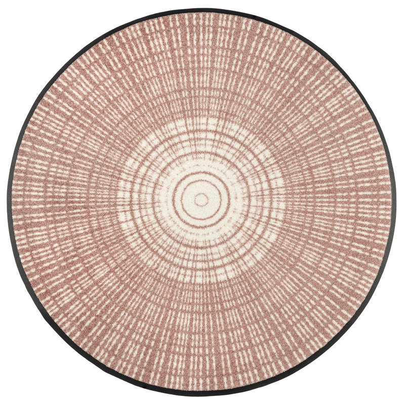 Cascara Non-Slip Geometric Doormat, Black, Round 85cm