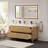 Abbie 60" Double Bathroom Vanity in Weathered Fir with White Artificial Stone Integrated Sink with Mirror