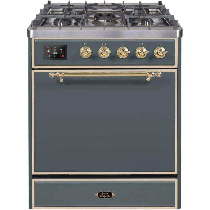 Majestic II 30" 4 cu.ft. Freestanding Dual Fuel with Convection Oven, Natural Gas, Blue Gray/Brass