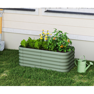 Lit de jardin surélevé galvanisé, jardinière pour légumes, fleurs et herbes