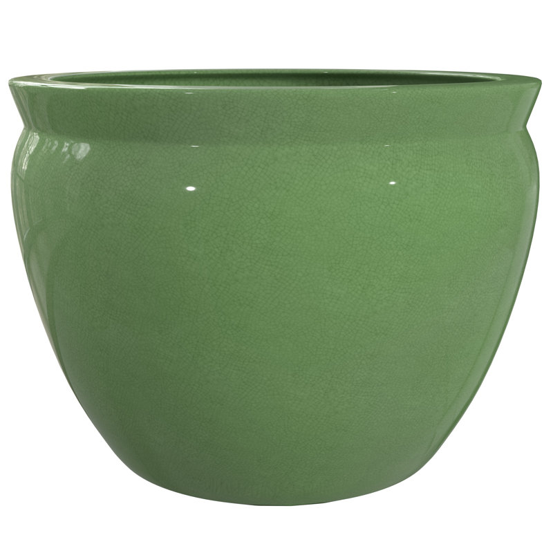 Medallion Urn, 16.5" H x 20.5" W x 20" D, Jade Green Celadon