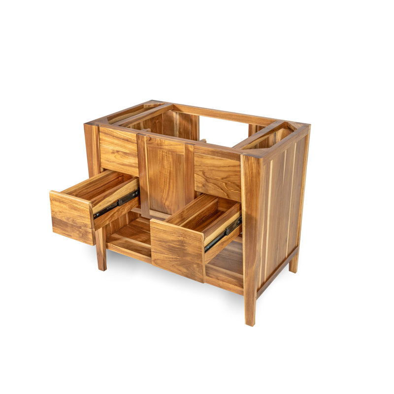 Meuble-lavabo autoportant en bois de teck 36 po EcoDecors Significado, Teck terreux