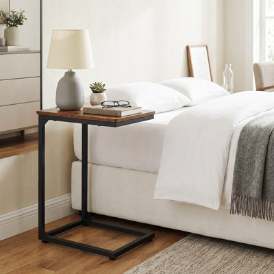 59cm H Small Sofa Side Table, C-Shaped End Table for Couch with Metal Frame 