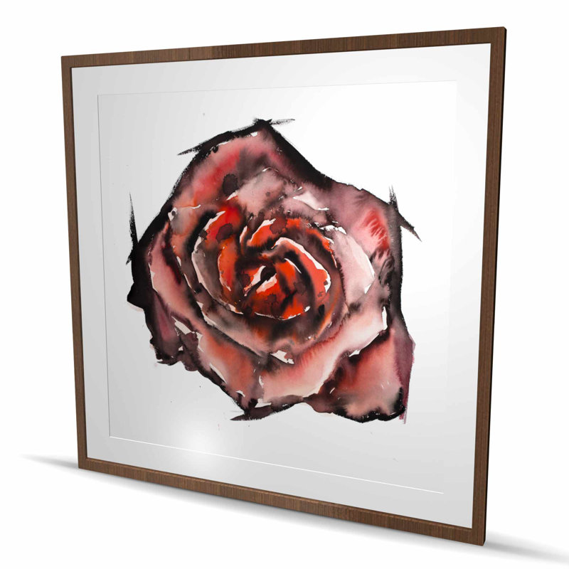 Aquarelle rose - fleurs romantiques encadrées