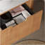 Meuble-lavabo de salle de bain 24 po avec lavabo, meuble de rangement mural rayé à bords arrondis avec tiroir, lavabo rond en céramique blanc avec motif de pierre, pré-assemblé, couleur grain de bois Natura-1121816153-1121816154