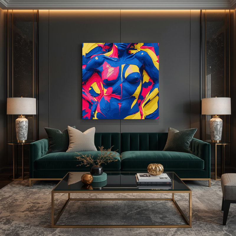 Abstrait art figuratif bleu sur toile 21, H 12 po x l 12 po