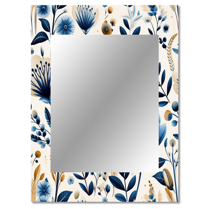 Thabo Nordic Blue Bloom Scandinavian Floral - Art mural unique, 40 po x 30 po