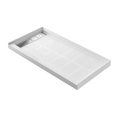 Base de douche blanche 60 po x 30 po, conception antidérapante