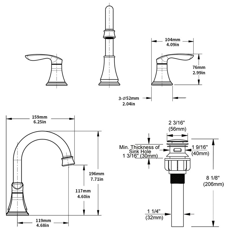 Matte Black Bathroom Sink Faucet 8" Widespread - 2 Handle 3 Hole 360 Swivel Spout, Scratch Texture, Water Efficient, Effortless Install Procedure Lavatory 2 Scratch- Surface, Saving, Simple Method