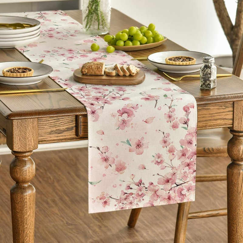 Cherry Blossom Table Runner - Pink - Spring/Summer, Floral Branch Design, Kitchen & Dining Decor, Pink, 7.2" L x 9.4" W