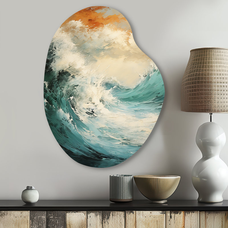 Prine - art mural asymétrique en métal Coastal Ocean, H 30 po x l 22 po x P 1 po