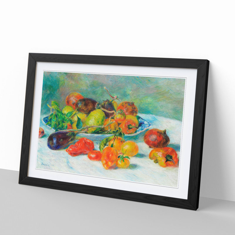 Still Life with Fruits Vol.4 by Pierre-Auguste Renoir - Picture Frame Painting, Black Framed, 48cm H x 65cm W x 2cm D