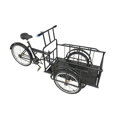 24" Tire Black Tricyle Vending Cart Ice-cream Wagon Flower Cart Kiosk Farmers Market Booth
