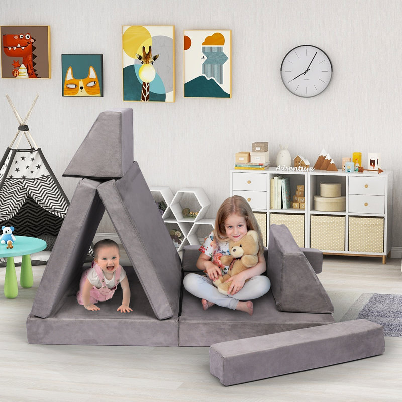 Ajwan Modular Sectional Sofa for Kids, Gray