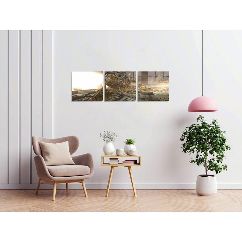3 Piece No Frame Print on Glass, 40cm H x 40cm W x 0.4cm D