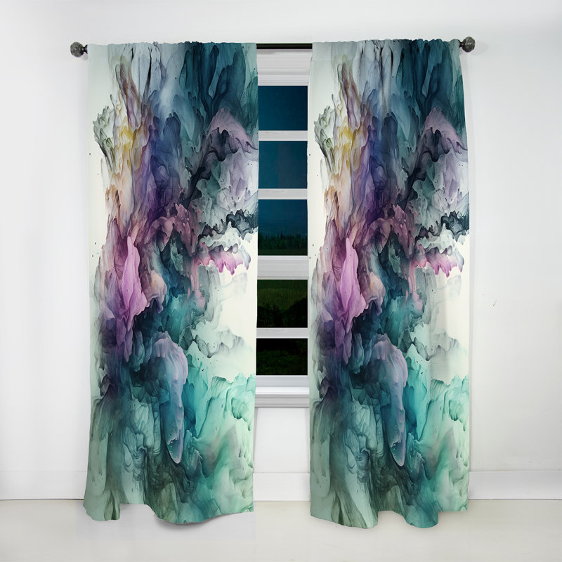 Symphonie vert et mauve marbré - rideau en velours moderne - obscurcissant - 1 panneau, L 52 po x L 63 po