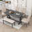 Tunnelhill 6-Piece Dining Set, Spacious Table with 4 Cushioned Chairs and Comfortable Bench-1562061927