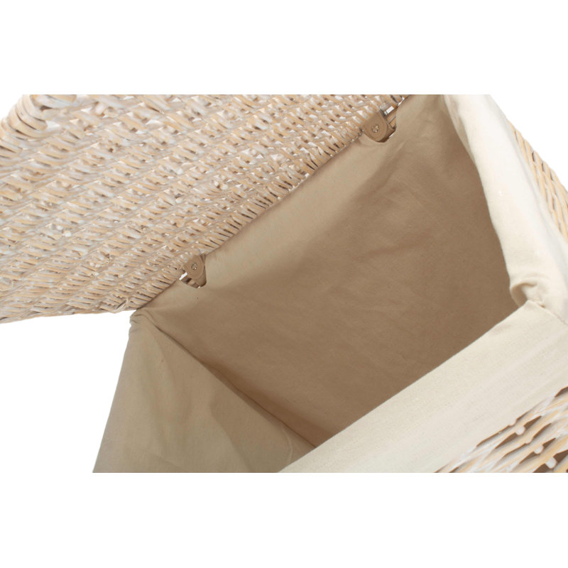 Wicker Laundry Bin Basket with Lining, White Wash/White, 61" H x 46" W x 46" D