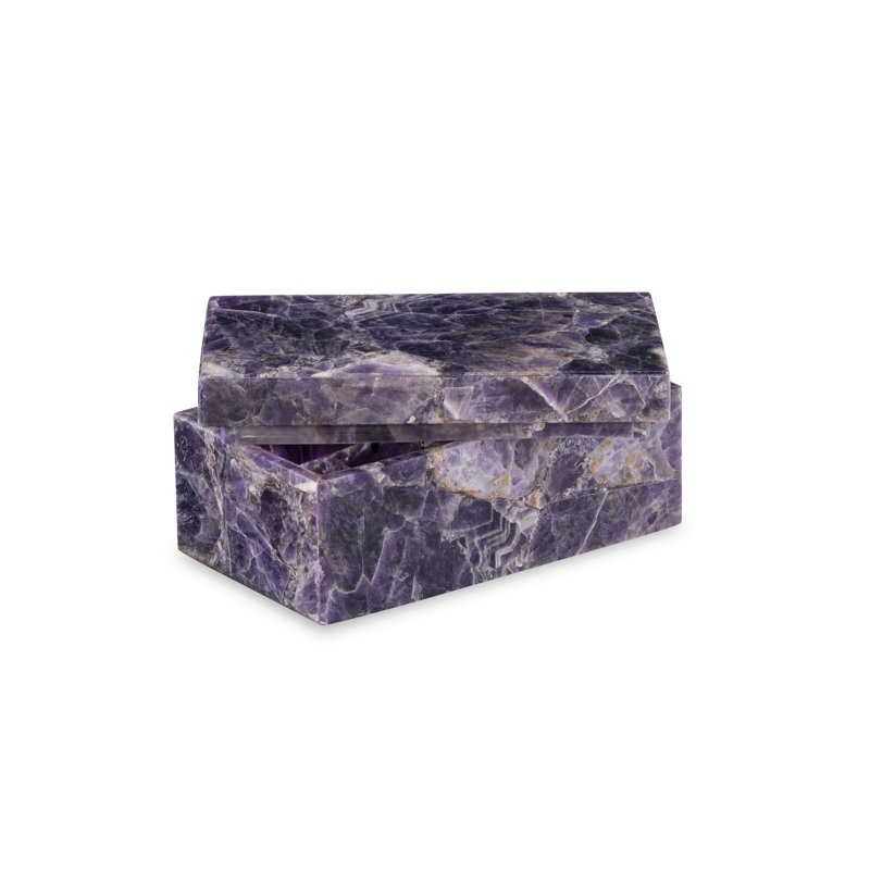 Handmade Amethyst Decorative Box, 4" H x 9" W x 5" D