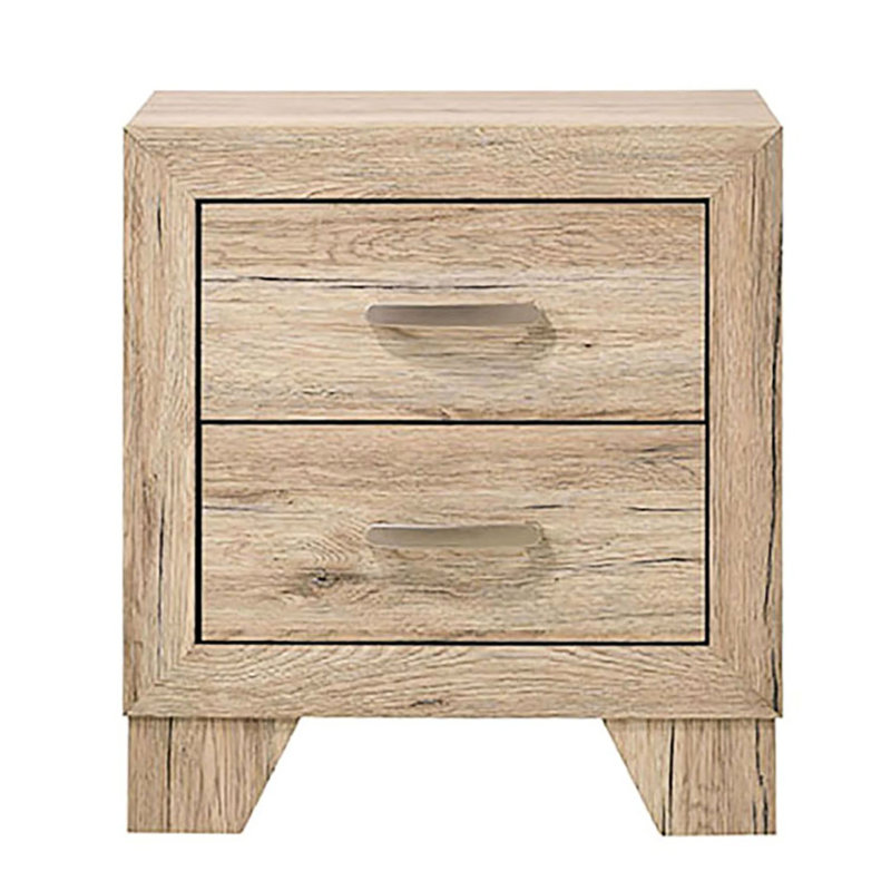Table de chevet Natural 2 avec glissières de tiroir fiables et poignée en métal pratique pour la chambre à coucher