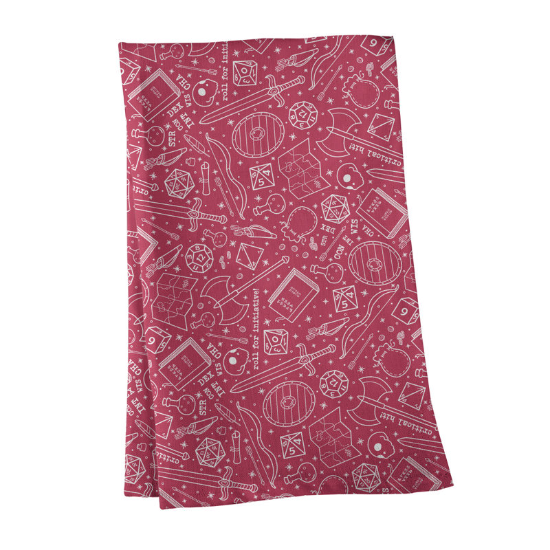 Serviette à thé classique à motif rpg Mcguigan, Sergé de coton, Rouge / Blanc