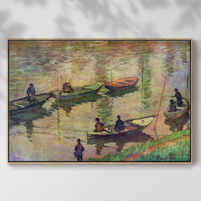«Fishermen on the seine at Poissy» par Claude Monet, reproduction sur toile flottante