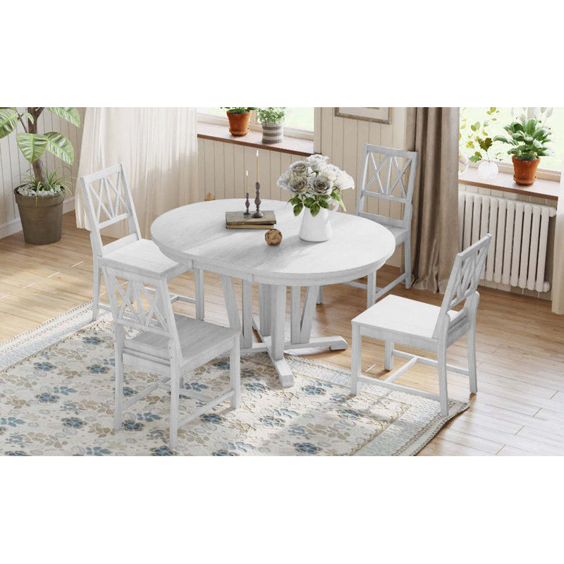 Somil Round Dining Set with Leaf,dining table set,dining room set, Grey