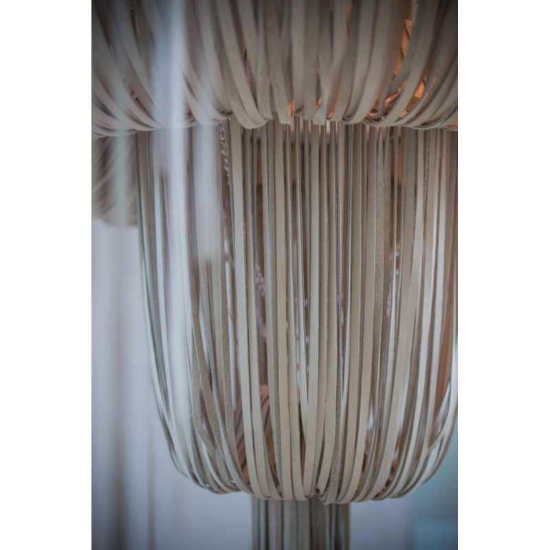 Leather Fringe Chandelier, 98" H x 48" W x 48" D, 7