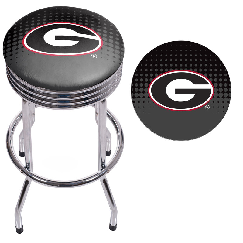 NCAA Swivel Upholstered Counter Stool, Chrome, Black