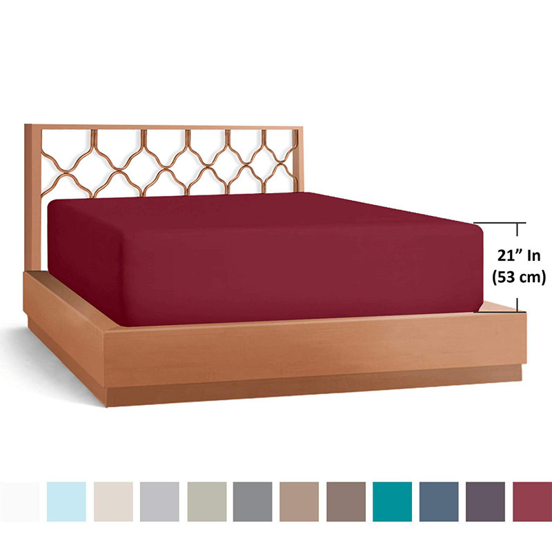 Microfiber Fitted Sheet, Burgundy, King Fitted Sheet