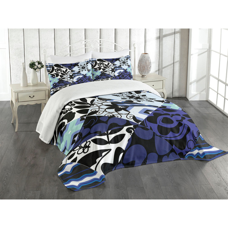 Ambesonne Shabby Flora Bedspread Petals Multicolor, Queen Bedspread + 2 Standard Shams