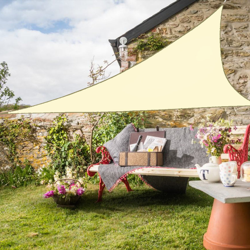 Drumraymond 3.6m x 3.6m x 3.6m Triangular Sun Shade Sail, Cream
