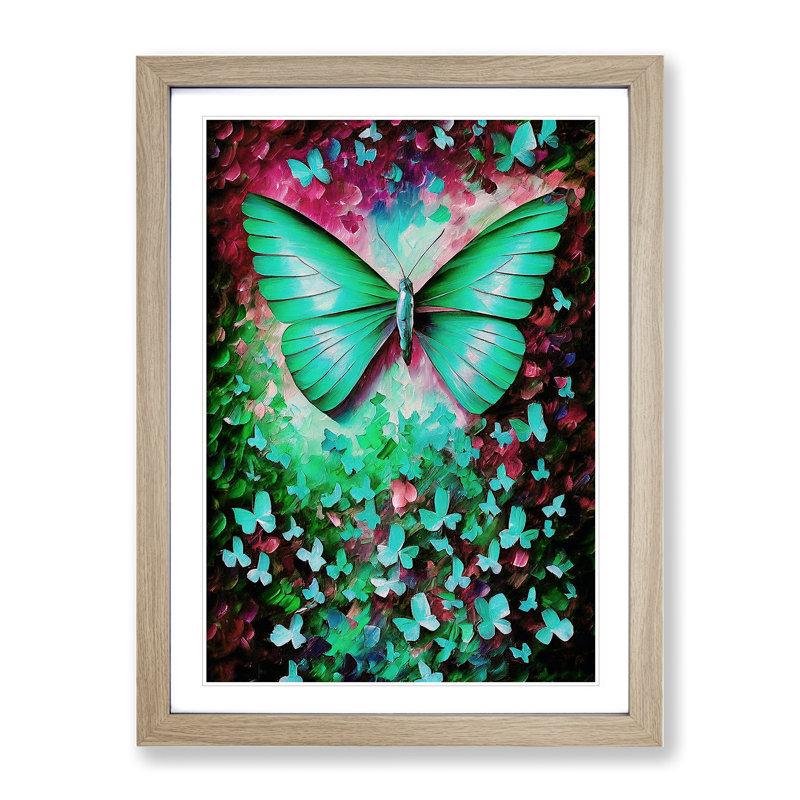 Solo Butterfly - Single Picture Frame Print, 34cm H x 25cm W x 2cm D, Oak