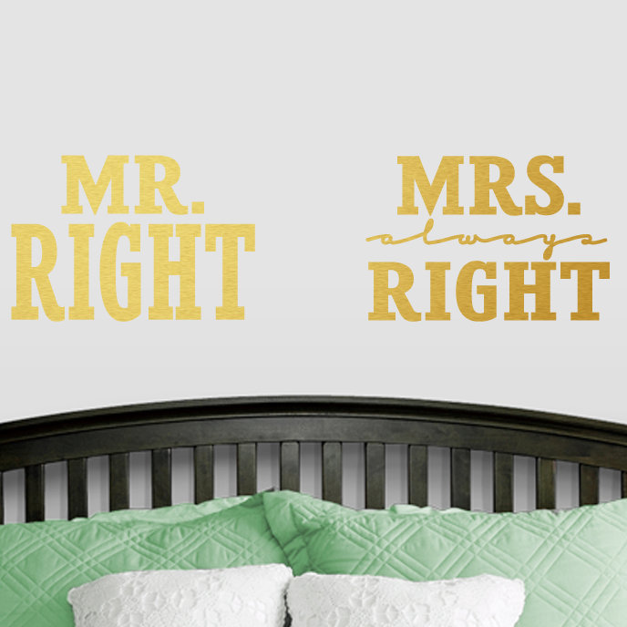 Adhésif décoratif «Mr. Right» et «Always Right», Or