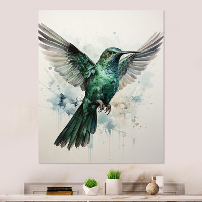 " Teal Gray Hummingbird Enchanting Hum "