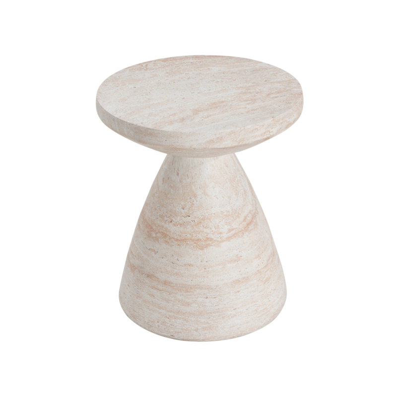 Table d'appoint d'extérieur / d'intérieur en béton léger, finition travertin