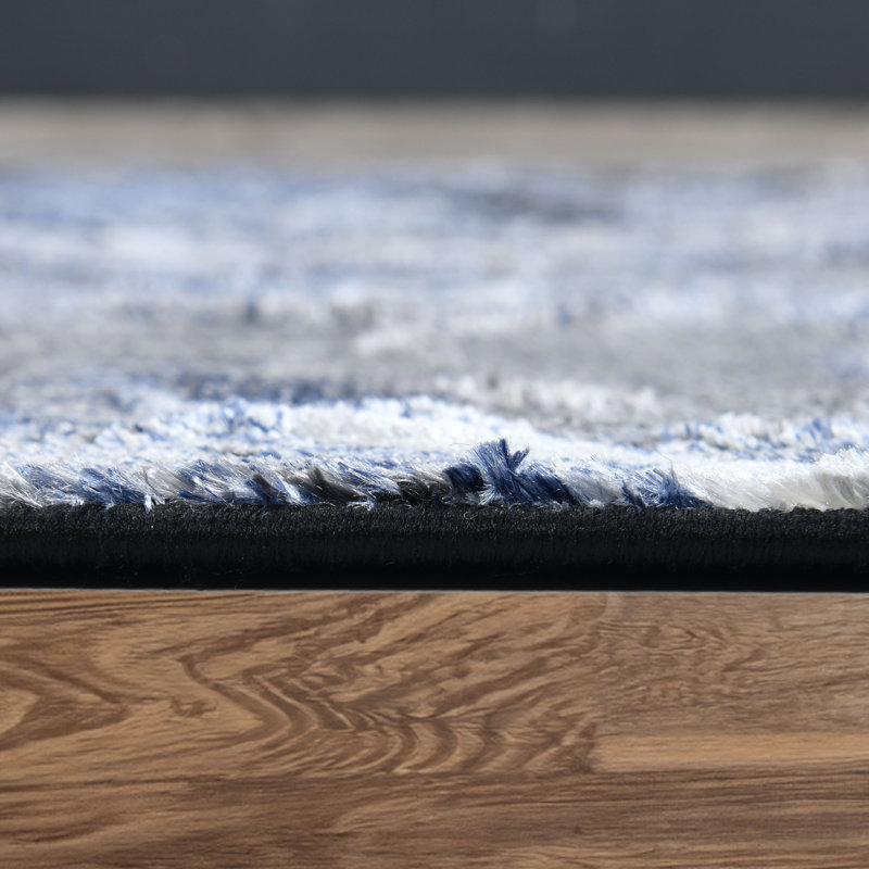 Galaxy Series Abrstract Black/Gray/Ivory/Beige Area Rug, Rectangle 7'9" x 10'2", Blue