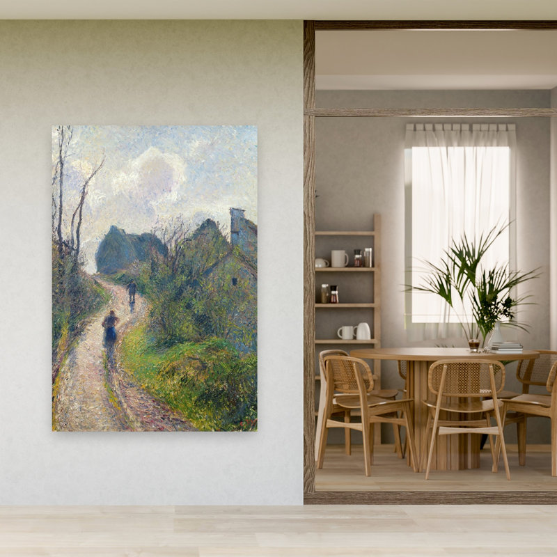 Road Climbing To Osny, 1883 Impressionist Abstract Contemporary Landscape Wall Art Print by Camille Pissarro - Wrapped Canvas Print