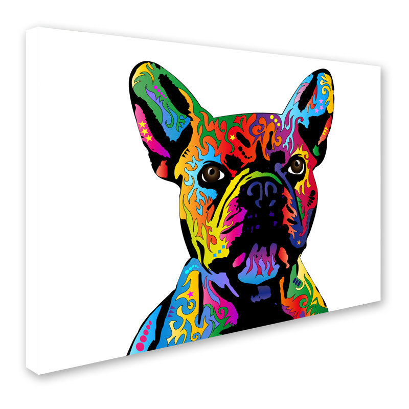 Bouledogue français, impression sur toile tendue, H 18 po x l 24 po x P 2 po