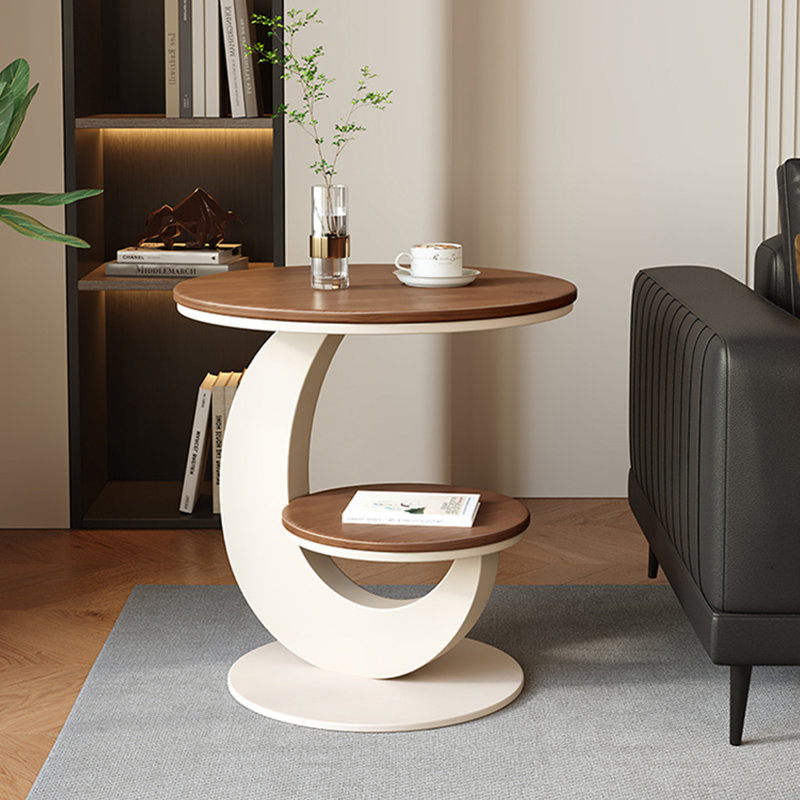 Table de bout en bois manufacturé moderne + fer, H 23,62 po x l 19,69 po x P 11,81 po, Blanc