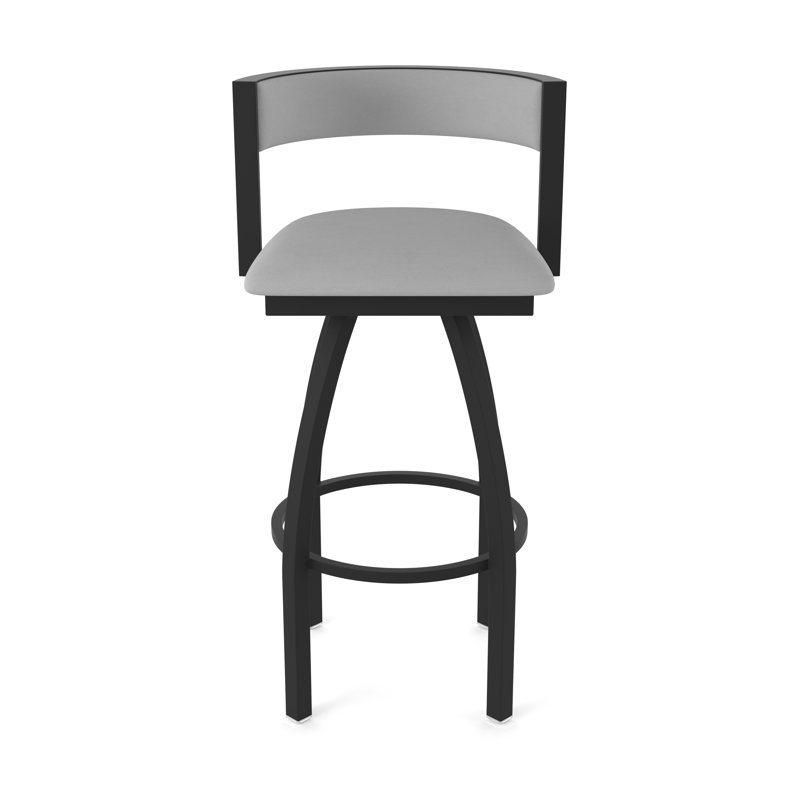 Tabouret Artémis, Noir froissé, Tabouret de bar (siège d'une hauteur de 30 po), Vinyle - gris Folkstone Canter