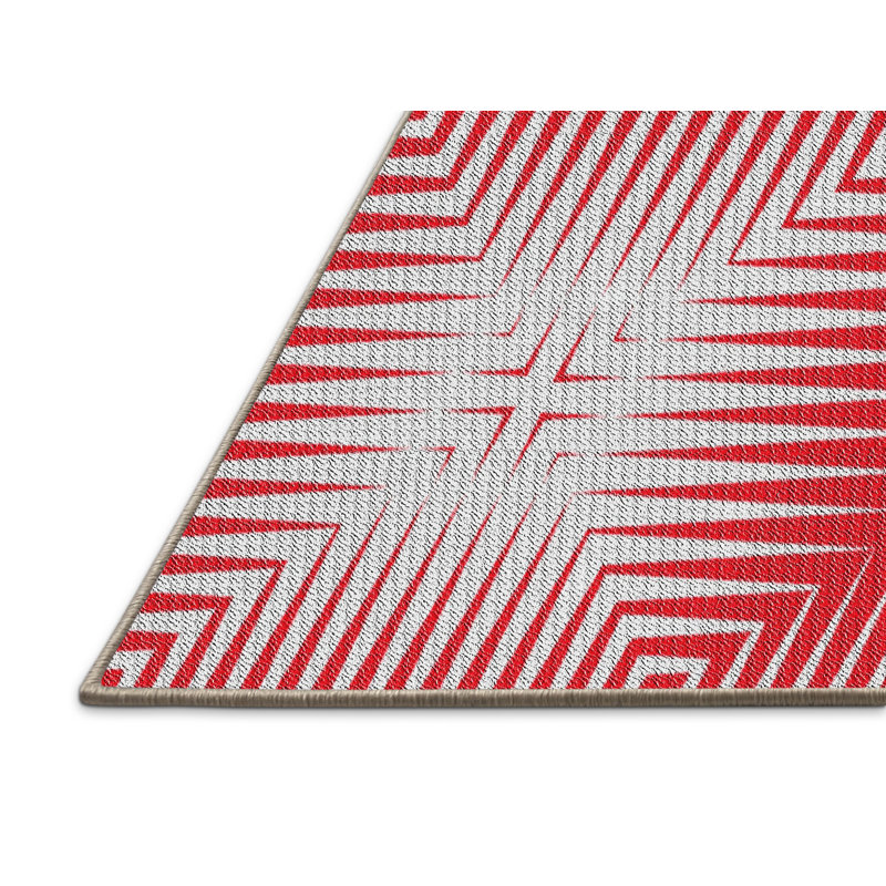 Tapis rouge/blanc à motifs Thorfinn, Rectangle 5 pi x 7 pi